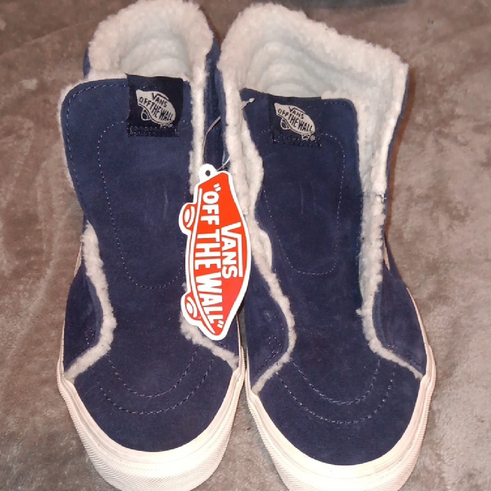 Vans Navy Suede High-Tops with White Lining